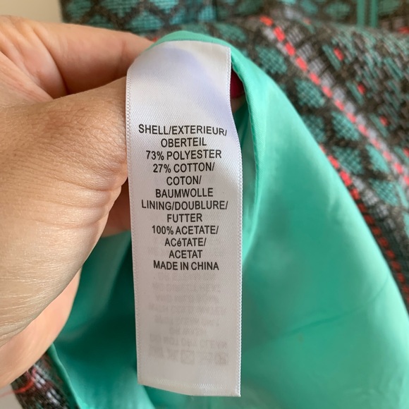 Designer Mermaid! Adrianna Papell colorful shimmer teal orange stripe sheath - Picture 12 of 13